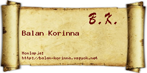 Balan Korinna névjegykártya
